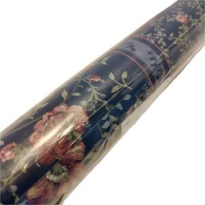 VTG Imperial Floral Prepasted Wallpaper Moody Romantic Cottagecore Blue Pink